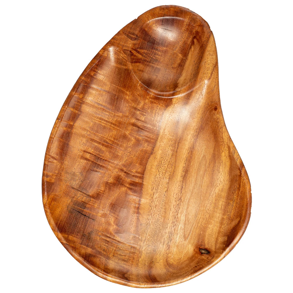 Hand Made Neem Wood Oval Tray (with dip)