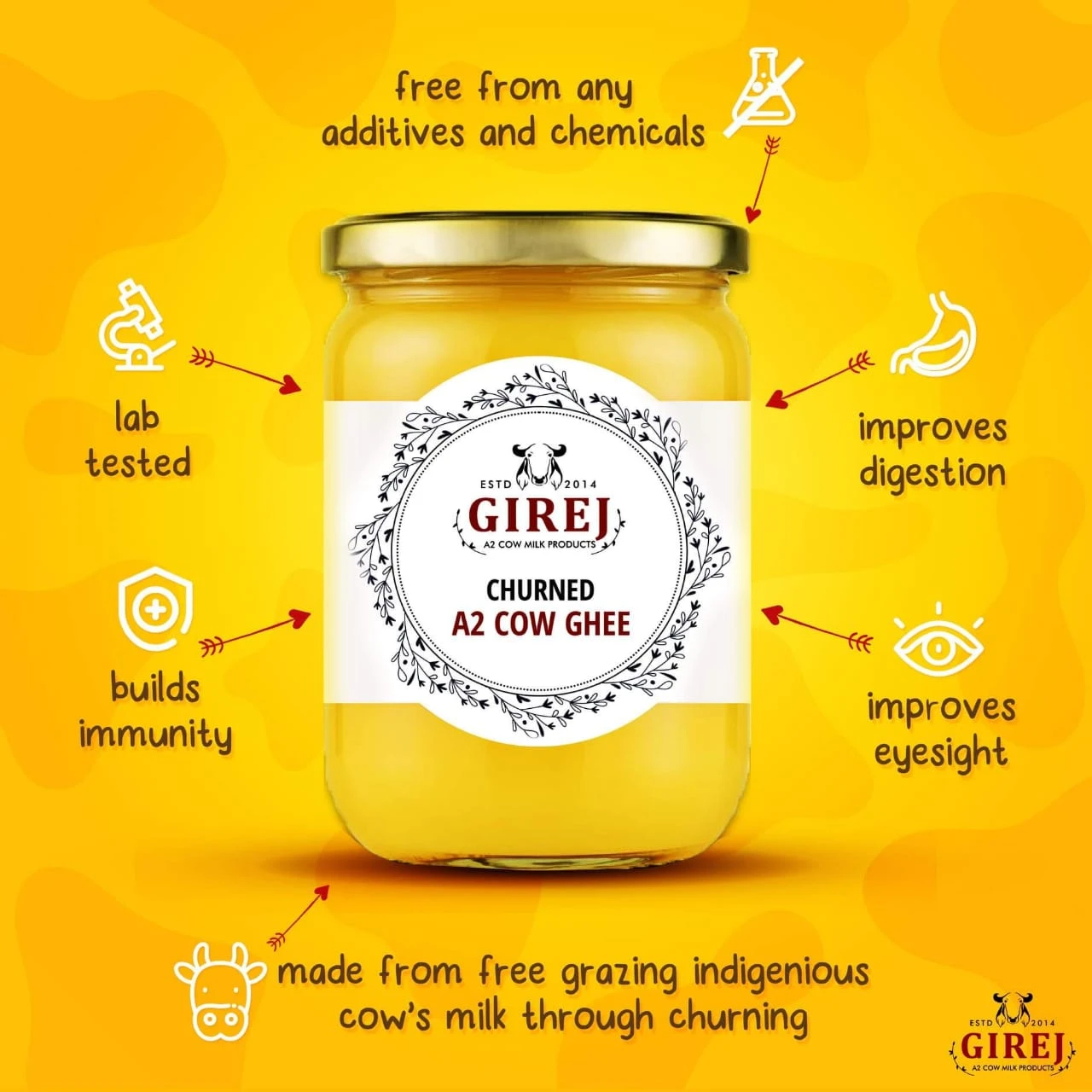Girej Desi Gir Cow A2 Cultured Ghee 500ml